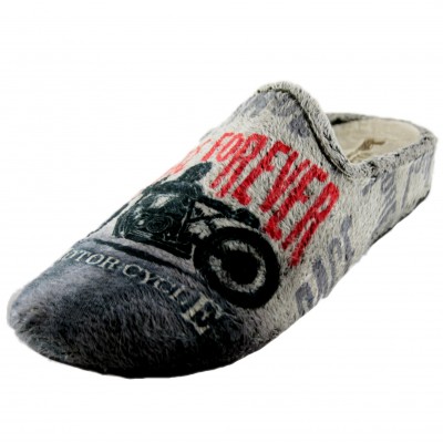 Vulcabicha 1803 MOTO - Wide Soft and Comfortable Men's House Slippers with Race Forever Text