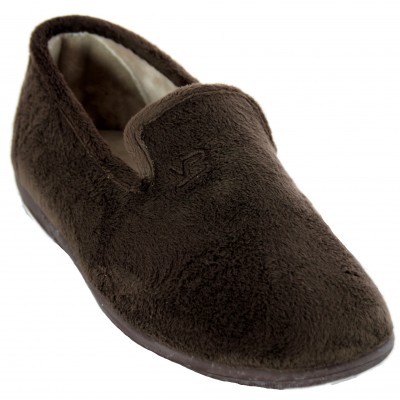 Vulcabicha 4639 - Soft Smooth Furry Closed House Slippers in Gray and Brown