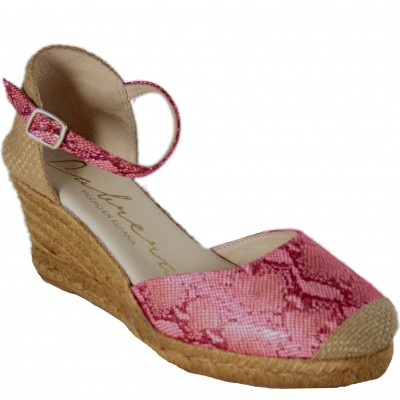 Cabrera 5V78 - Espadrilles With High Heel and Red Snakeskin Buckle