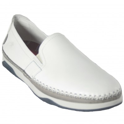 Fluchos F0810 - Nautical White Leather Espadrille Moccasins With Removable Insole