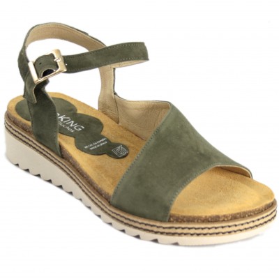 Dorking D8540 - Khaki And Taupe Twisted Leather Sandals With Buckle