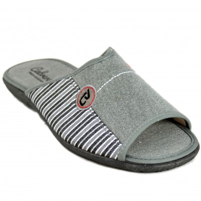 Cabrera 9544 - Plain And Striped Light Gray Toe Open Summer Sneakers