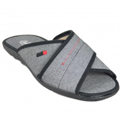 Cabrera 9546 - Open Toe Summer Cotton Cross Straps Slippers In Gray