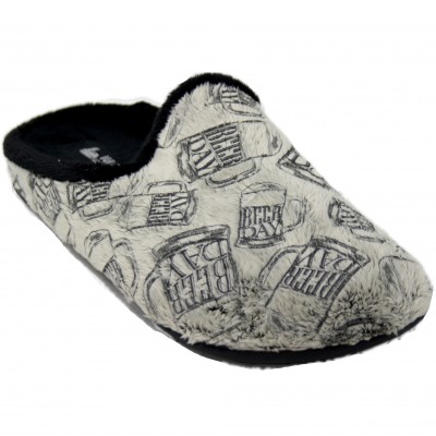 Vulcabicha 803 - Light Gray Soft Home Slippers with Beer Beers