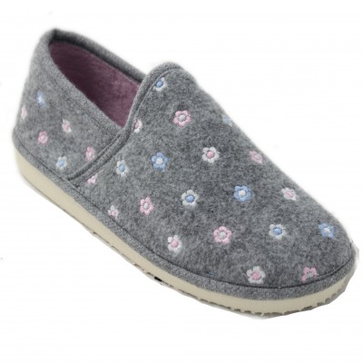 Despinosa 4058 - Lightweight Closed Toe Slippers Special Gray Parquet With Gray With Flowers