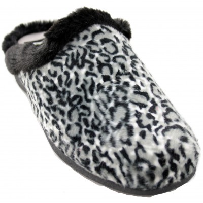 Marpen 904IV21 - Open House Slippers With Animal Print Wedge In Black And White