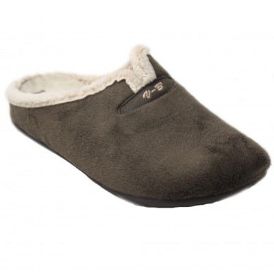 Vulcabicha 4860 - Soft Furry Smooth Uncovered House Slippers In Navy Blue, Gray or Brown