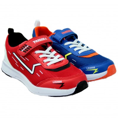 Paredes 22193 - Zapatilla Deportiva Infantil Adhesivo Textil Y Cordones De Goma En Azul o Rojo