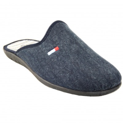Cabrera 9536 - Plain Cotton Summer Closed Toe Slippers In Navy Blue Or Gray