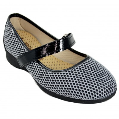 Vulcabicha 190 - Merceditas Shoes With Black And Beige Breathable Velcro