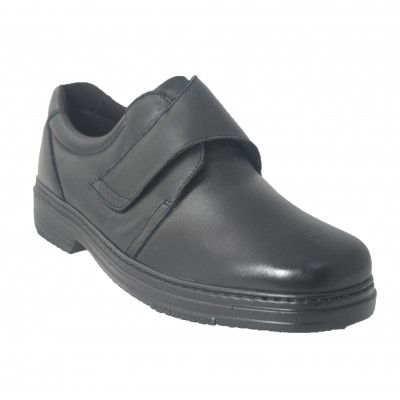 Pinosos 6176-H - Men's Classic Black Leather Shoes Wide And Special For Diabetics, Removable Insole