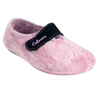 Cabrera 3003 Maquillaje - Zapatillas de Estar por Casa Mujer Cerradas con Velcro Peludas Calientes Color Rosa