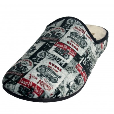 Vulcabicha 802 - Men's Boys' Gray Loafers With Motorcycle Logos And Drawings