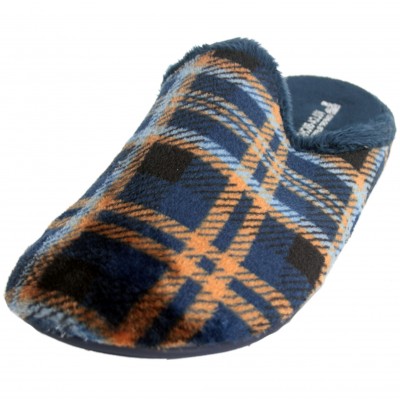 Vulcabicha 801 - Navy Blue And Orange Check Classic Loafers