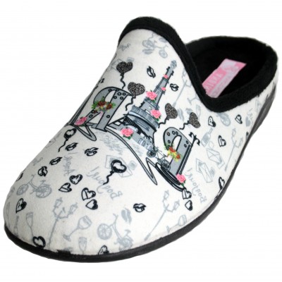 Andinas 9728-30 - Light Gray Open Shoes With Name Paris Flowers and Hearts Light Gray