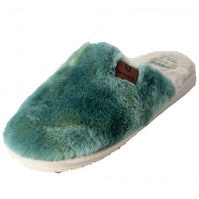 Gomus 6906 - Slippers for Living at Home Furry Warm Smooth Green, Gray or White Lightweight Special Parquet