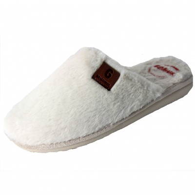 Gomus 6906 - Slippers for Living at Home Furry Warm Smooth Green, Gray, White or Pink Lightweight Special Parquet