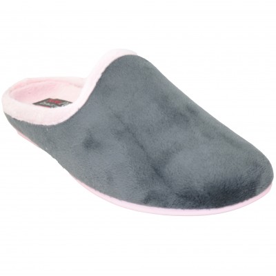 KonPas 1005 - Gray Plain Plain Slippers With Pink Background