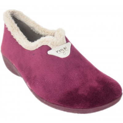 Vulcabicha 2746 - Women's Closed Toe Slippers With Heel Burgundy Smooth And Soft