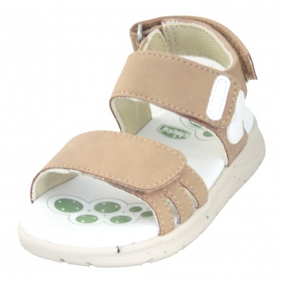 Chicco Cordelia - Brown Leather Sandals With White Heart Three Adjustable With Very Flexible Velcro