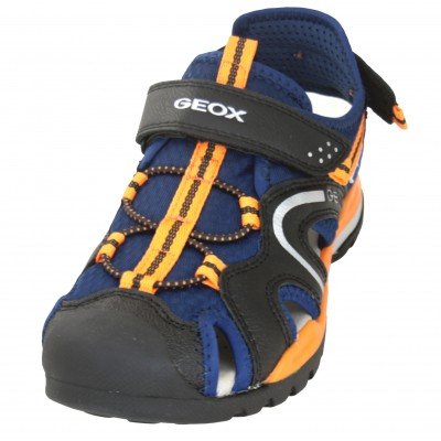 Geox J250RB - Sandàlies Esportives Tancades En Blau Marí I Taronja Ajustaments En Velcro