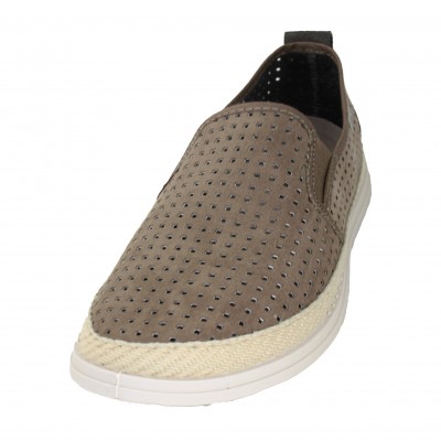 Muro 525 - Cool Breathable Lattice Moccasin Shoes in Dark Gray and Brown Removable Insole