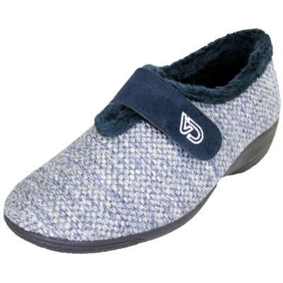 Cabrera 5454 - Navy Blue Soft Warm Velcro Wedge Slippers Women Girls