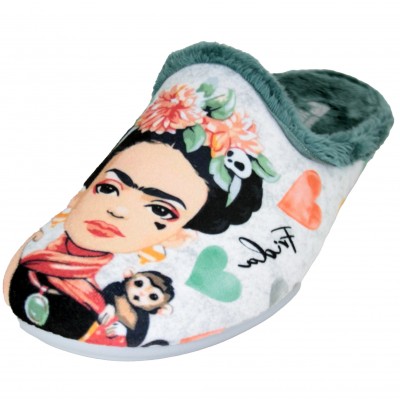 VulcaBicha 1371 - Home Slippers Woman Girl Green Lining Frida Kalho Soy La Mujer De Mi Vida