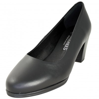 Valerias 9620 - Zapatos De Salón Mujer De Piel Negra Con Tacón Cómodo Suaves Para Trabajar Y Vestir Elegante