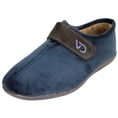 Cabrera 9044 - Men's Boy's Home Slippers Closed With Velcro Smooth Navy Blue
