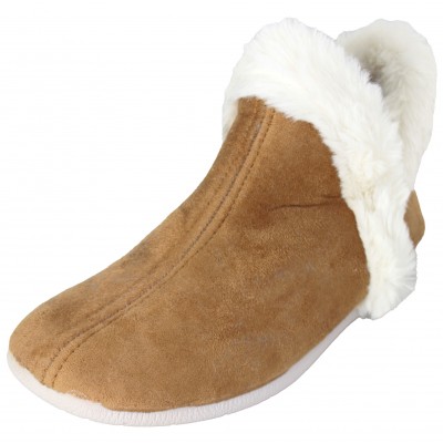 Gomus Muro 9619 - House Slippers Girl Woman Snow Boots Brown Fur White Soft Fur