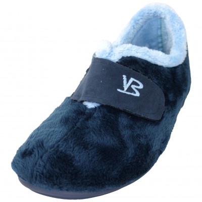 Vulcabicha 4301 - Gray, Navy Blue or Light Green Soft Velcro Closed Home Slippers With Removable Insole