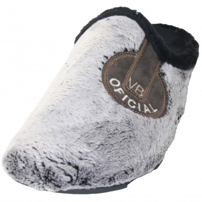 Vulcabicha 4807 - Men's Boys' Light Gray Home Slippers with Side Shield Color and Modern Design