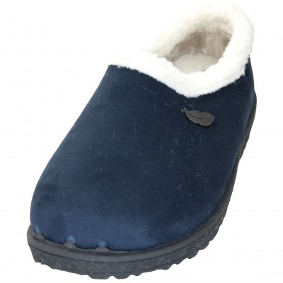 Roal 80007 - Closed Toe Slippers Women Girls Navy Blue Warm Wool Lined Insole