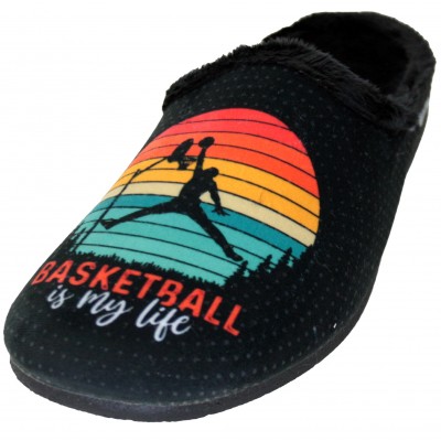 Gomus Muro 9825 - Home Slippers Man Boy Basketball Player Making Basket Removable Insole