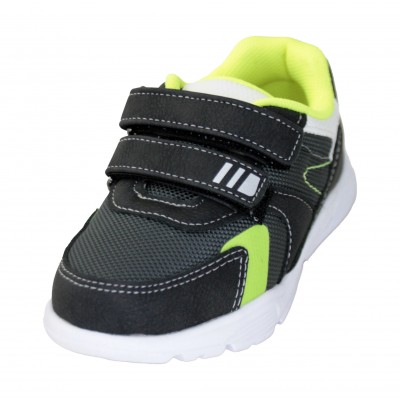 Chicco Farm - Black Velcro Sports Shoes With Inner Textile Adhesive And Light Green Details Removable Insole