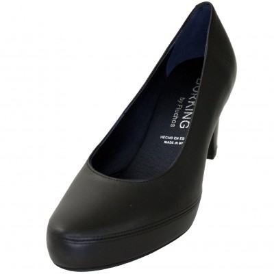 Dorking 5794 - Zapatos De Piel De Salón Altos Con Plataforma Delante En Color Negro, Burdeos y Porcelana