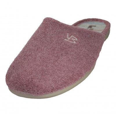VulcaBicha 4960 - Women's Closed Front Cotton Slippers Very Soft Fabric Flat In Mauve And Light Gray