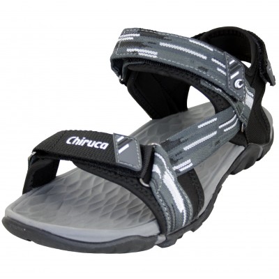 Chiruca DAKAR 23 - Men's Gray and Black Sandals Water Resistant Sports Non-Slip Sole Velcro Closure