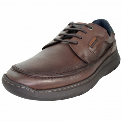 Baerchi 6130 - Brown Leather Casual Shoes With Laces Lightweight Flexible Sole