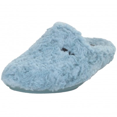 VulcaBicha 4395 - Smooth Curly Fur Slippers Blue, Pink or Light Grey With Removable Insole Set Mother Child