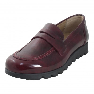 Pinosos 8354 - Maroon Patent Leather Loafer For Very Comfortable Wide Orthopedic Insole