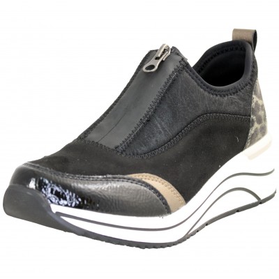 Remonte D0T08 - Lycra Sports Shoes With Animal Print Detail On The Back Front Zipper