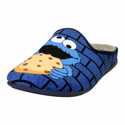 VulcaBicha 1841 - Zapatillas De Estar Por Casa Divertida Monstruo de Las Galletas Azul