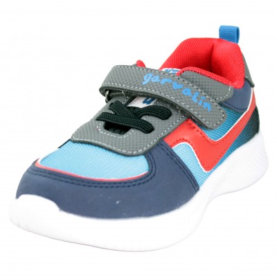 Garvalin 241800 - Zapatos Deportivos Infantiles Ligeras Azules Y Rojas Con Adhesivo Textil