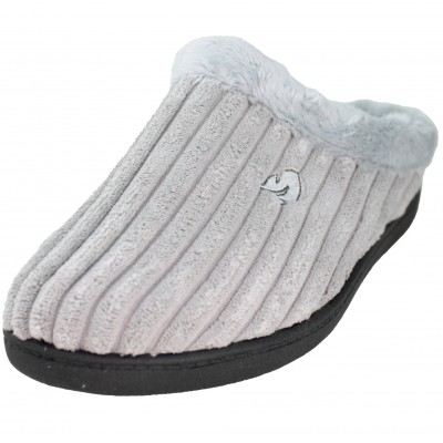 Roal 12025 - Women's Open Toe Slippers with High-Resistance Soft Insole Light Grey Corduroy