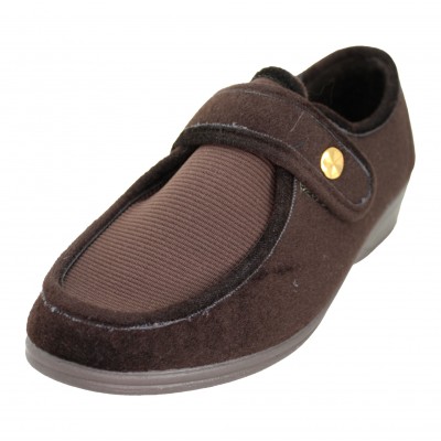 Doctor Cutillas 784 - Cloth Slippers For Elderly People Adaptable In Brown or Black Sewn Tongue And Textile Adhesive