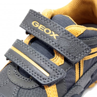 Geox Savage - Leather Sport Shoe with Two Velcro Closures