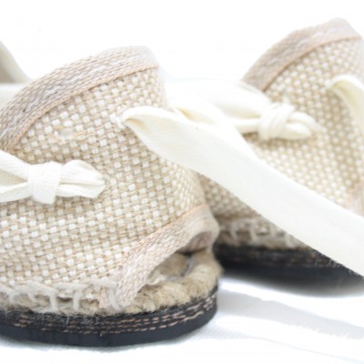 Traditional Espadrilles Flat Rubber Sole Design Three Veins or Innkeeper Color Beig