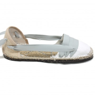 Traditional Espadrilles Flat Rubber Sole Design Three Veins or Innkeeper Color Light Grey